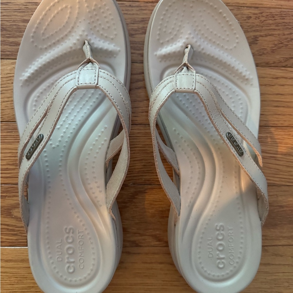 CROCS Dual Comfort Sandals in Light Beige